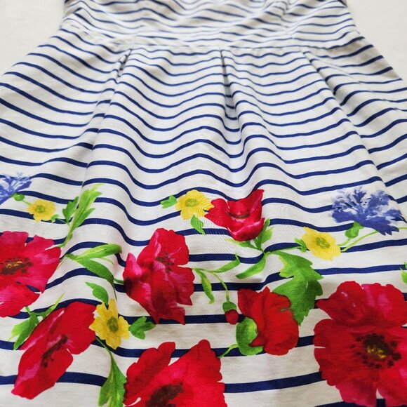 Chaps Blue & White Striped Floral Dress Poppy Sleeveless Nautical Boho Cute 12 - Picture 4 of 10